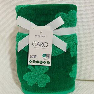 CARO HOME St Patricks Shamrock Hand Towels, Set of 2